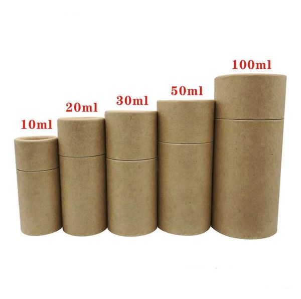 Kraft Paper Cylinder Packaging Box for 10ML-20ML-30ML-50ML-100ML Perfume Essential Oil Bottle Cosmetics Tea Gift Boxes SN1483