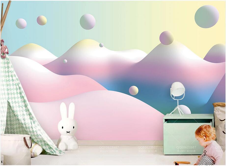 3d room wallpaper custom photo mural Sweet candy color abstract mountain peak ball 3d children&#039;s room wallpaper for walls 3 d