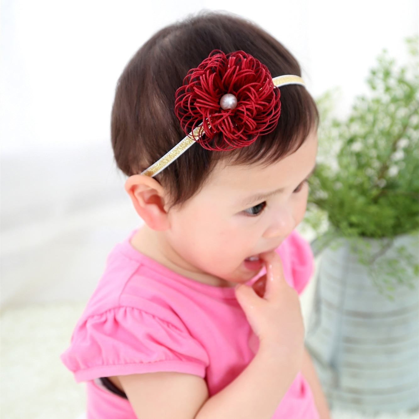 Pearl thin belt children&#039;s hair band infant hair band hair accessories Hundred Days Photo headband