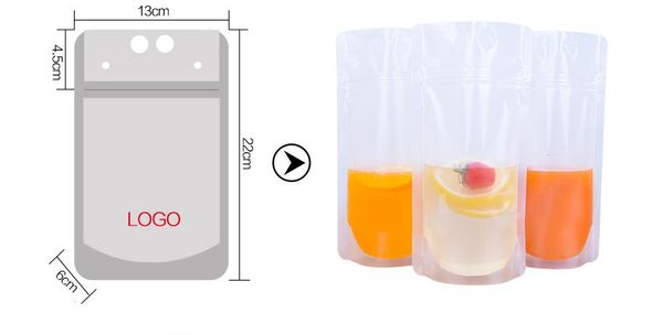 Multi-Style Beverage Bags Milk Tea Soy Milk Juice Packaging Bag Zipper Frosted Transparent Thicken Portable Drink Sealing Plastic Bag