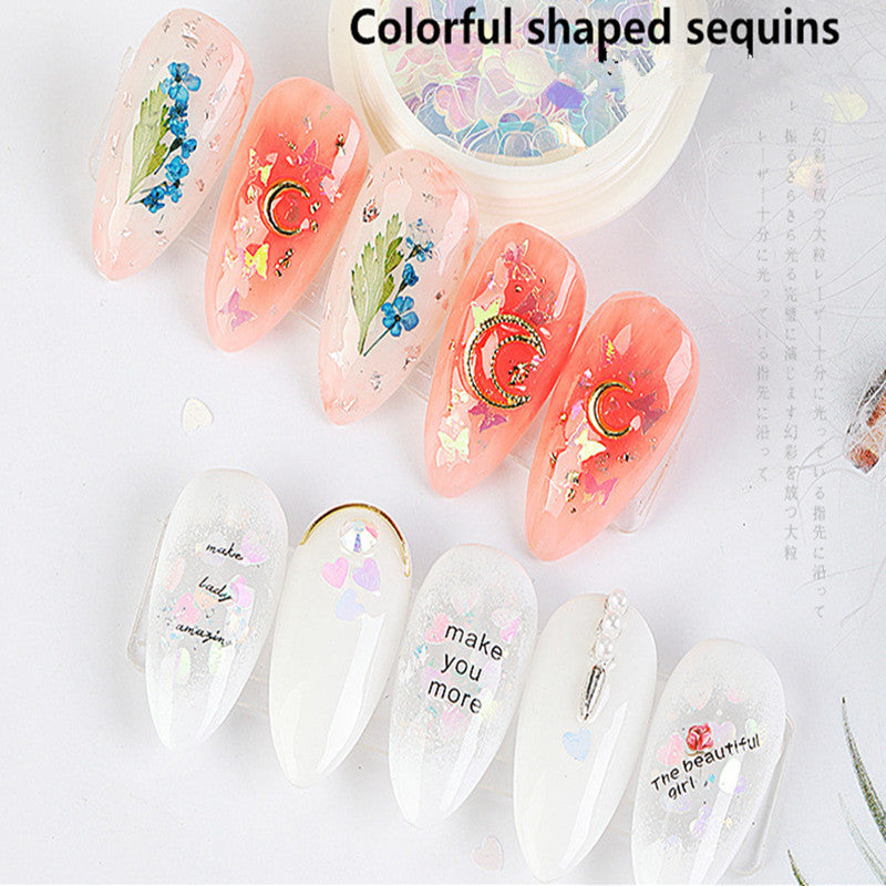 Love Sequins Ins Eye Makeup Pentagram Hyuna Flower Nail Patch Nail Jewelry Symphony Shaped Sequins Nail decoration F697