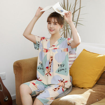 Pajamas Womens Summer Thin Short-sleeved Shorts Korean Version of Mori Cute Student Home Service Pajamas Set Casual Sleepwear Hot Sale