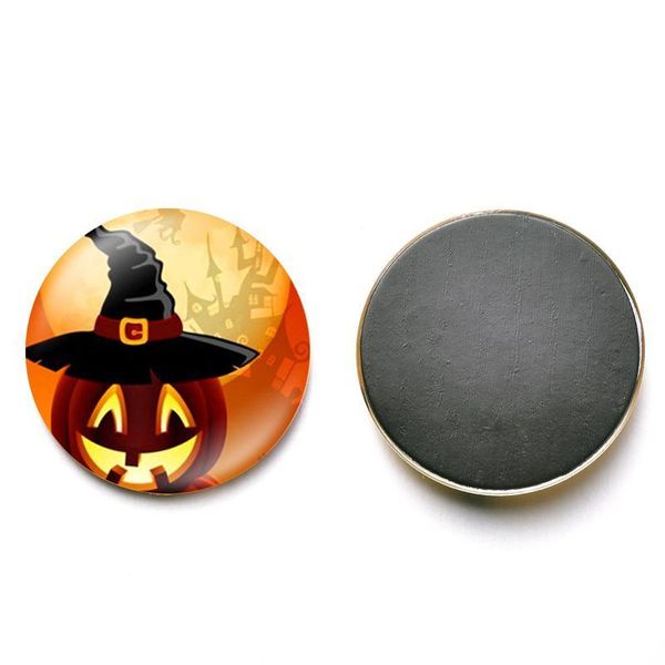 Round Cute Refrigerator Sticker 2017 Halloween Home Decoration Fridge Magnet Message Holder Cartoon Pumpkin Skull Sticker