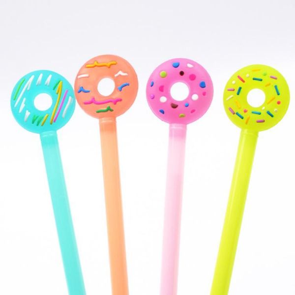 DHL donuts shaped gel pen candy-colored 4 colors cartoon marker Lollipop stationery for office school students office supplies in stock