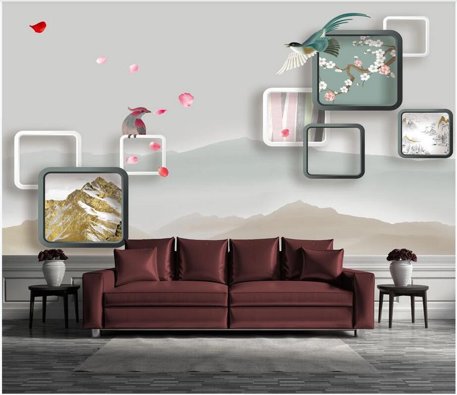 3d mural paper custom photo 3D stereo checkered stylish and simple TV background wall art canvas pictures photo wallpaper 3d