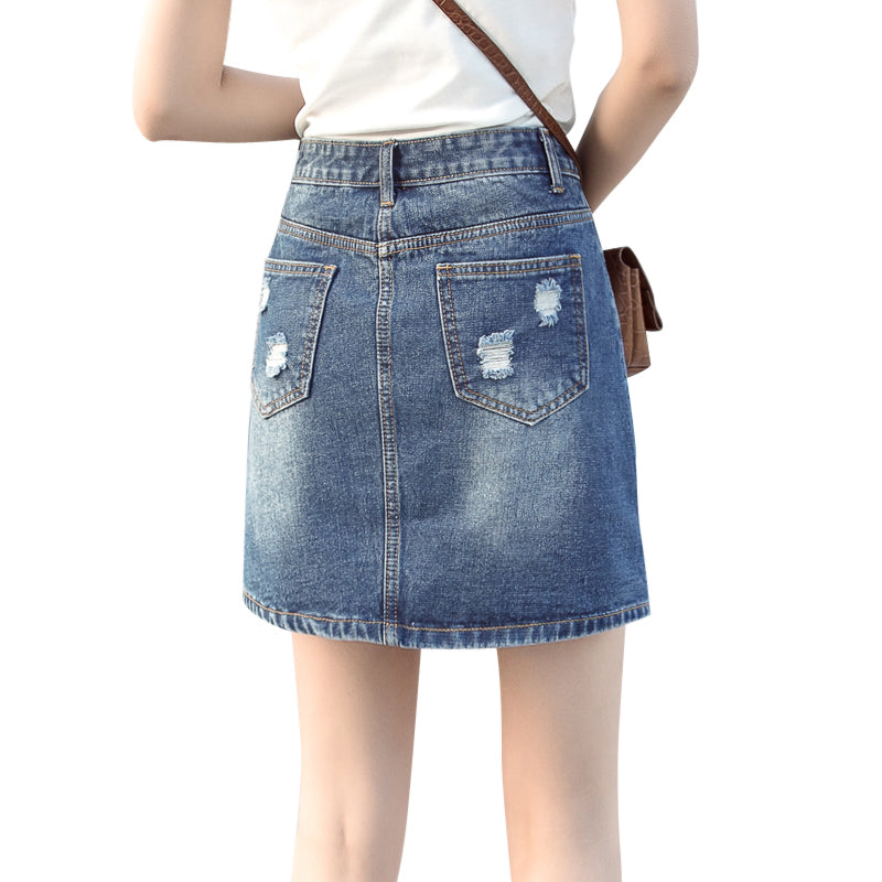 Light Blue Female Fashion Tall Waist Bust Skirts Pants ShuHua271