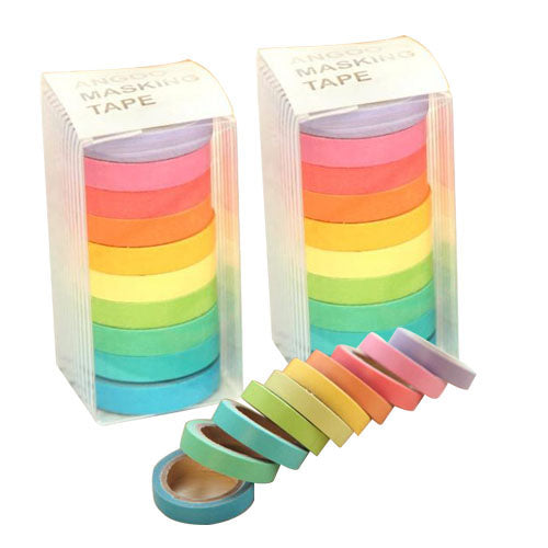 Rainbow Solid Color Japanese Masking Washis Sticky Paper Tapes Adhesive Printing DIY Scrapbooking 2016 Deco Washi Tape
