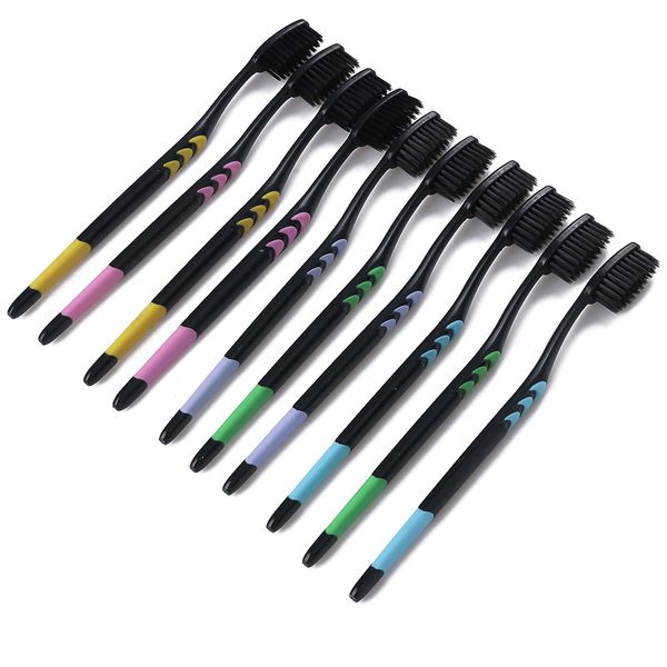 10 Pcs-Pack Double Ultra Soft Bamboo Charcoal Nano Toothbrush Black Tooth Brush Dental Personal Oral Care Health Tools C18112601