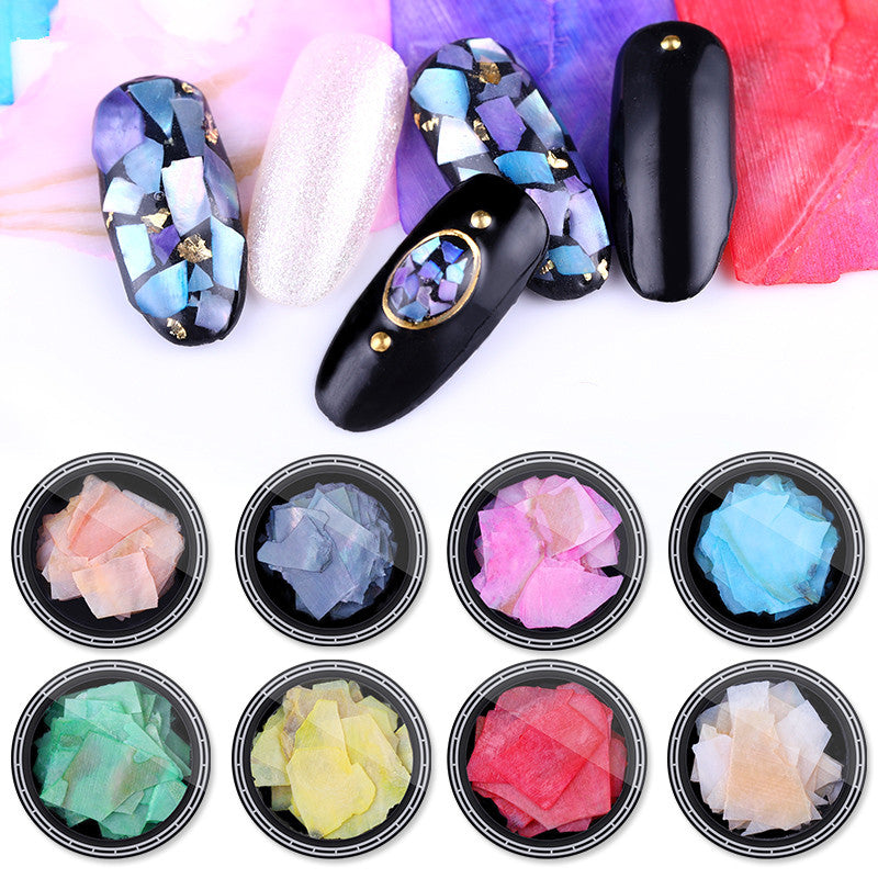 12 Color Shiny Shell Fragment Nail Art Glitter Manicure Stickers Paillette Sequins Nail Glitter Decorations Accessories F557