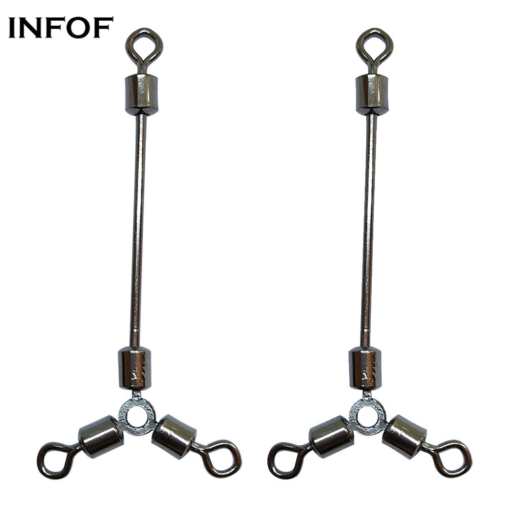 INFOF Brand 500pcs-lot F2009 3 way Fishing swivels long leg O-shape rolling swivels carp fishing tackle pesca equipment wholesale