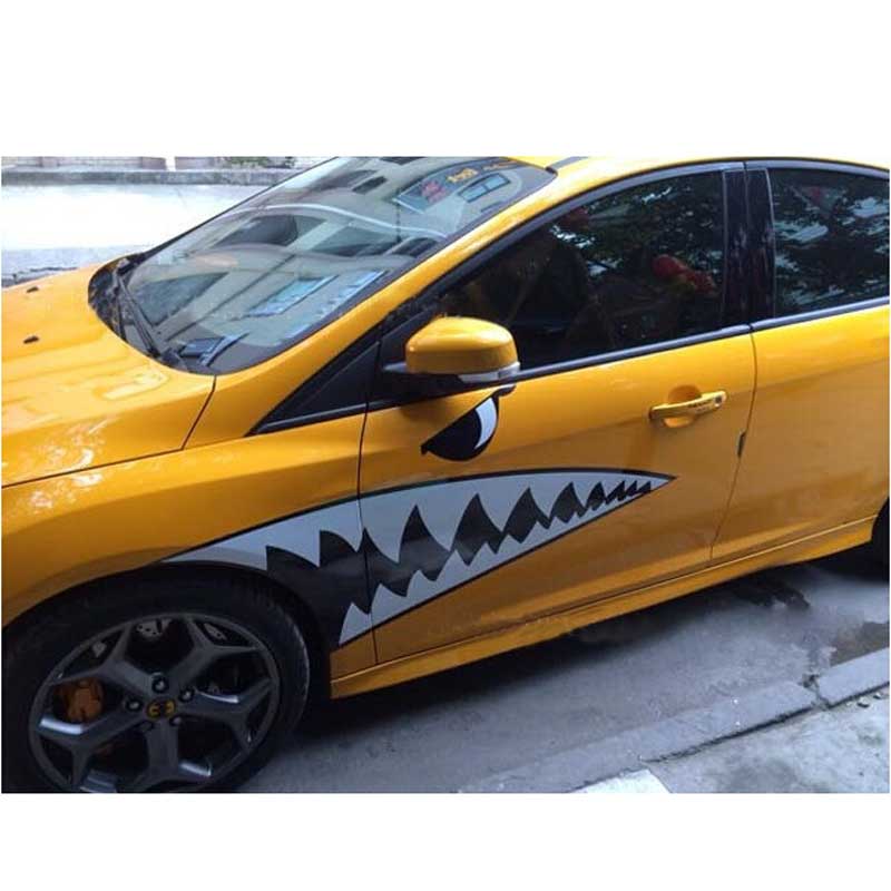 CAR Shark Mouth Car Sticker Smart Big White Shark Body Color Cover Decals