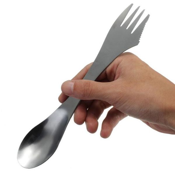 Fork spoon spork 3 in 1 tableware Stainless steel cutlery utensil combo Kitchen outdoor picnic scoop-knife-fork set SN1771