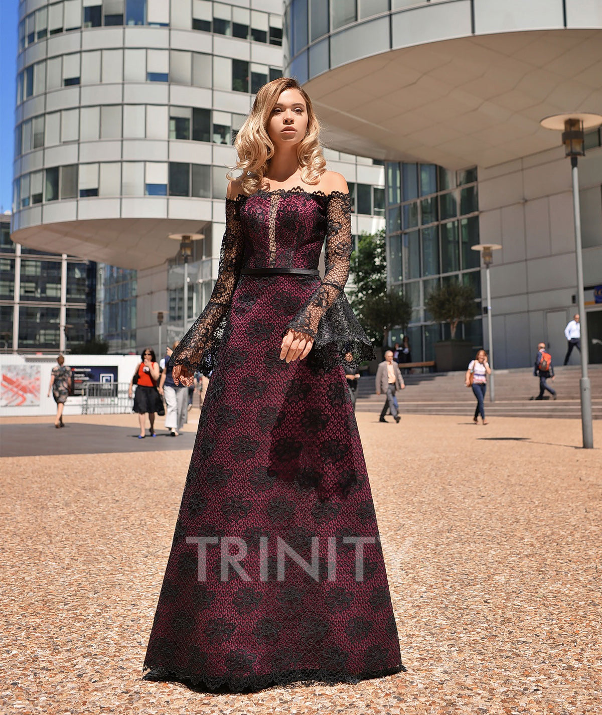 Charming Wine-Black Sleeves Lace Applique Evening Dresses Special Occasion Party Dresses Prom Dresses Homecoming Custom Size 2-18 KF1221278