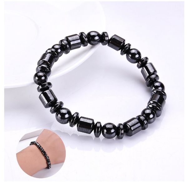 Men Biomagnetic Multi-shaped Natural Black Stone Therapy Magnetic Health Hand Bracelet
