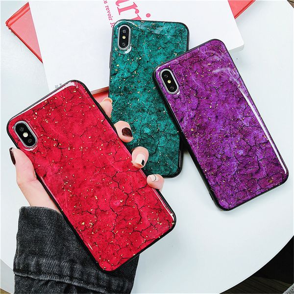 Glitter Glossy Marble Phone Cases For iPhone X 7 8 6 6s Plus Soft Silicon Cover For iphone XS MAX XR Bling Luxury Gold Foil Case