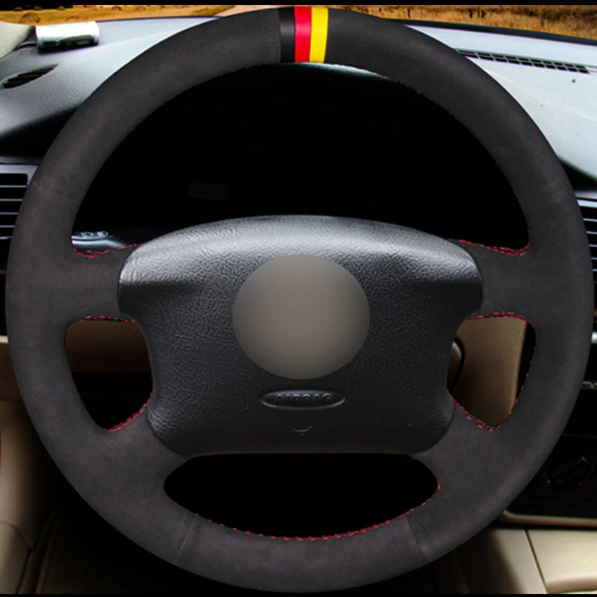 Black Suede Car Steering Wheel Cover for Volkswagen Passat B5 VW Passat B5 VW Golf 4 Skoda Octavia 1999-2005
