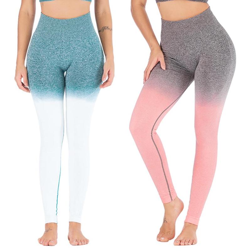Women Sports Gym Yoga Pants Compression Tights Seamless Pants Stretchy High Waist Run Fitness Leggings Hip Push Up