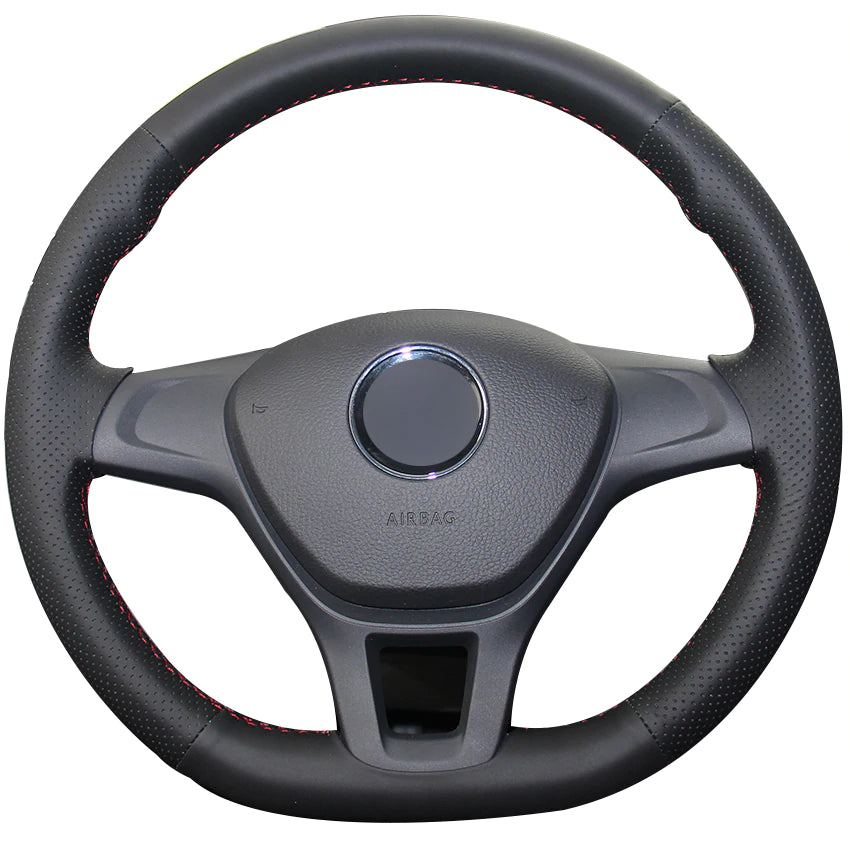 Black Natural Leather Car Steering Wheel Cover for Volkswagen VW Golf 7 Mk7 New Polo 2014 2015 2016 2017