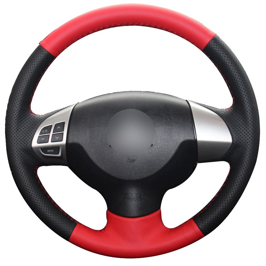 Black Natural Leather Red Natural Leather Car Steering Wheel Cover for Mitsubishi Lancer EX Outlander ASX Colt Pajero Sport