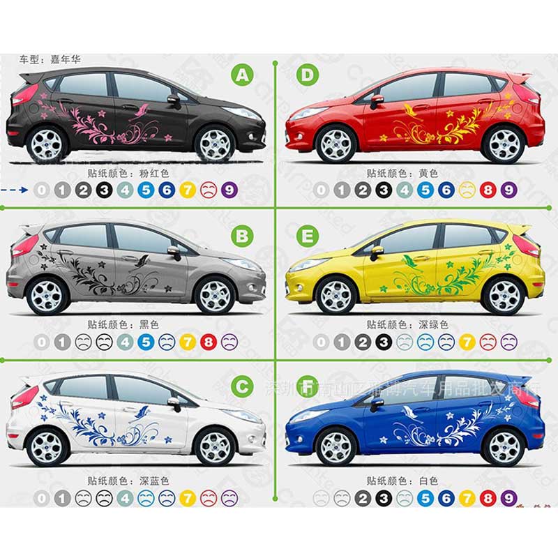 2PCS-Set Fashion Butterfly Love Flower Car Stickers Modified Universal Decals