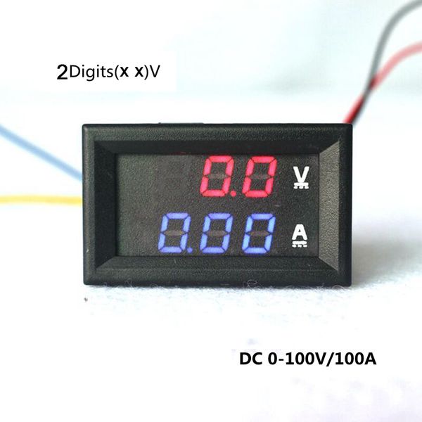 DC 100V-100A Car Digital LED Electrical Ammeter Voltmeter Ampere Voltage Amp Volt Meter Red-Blue Display Tester