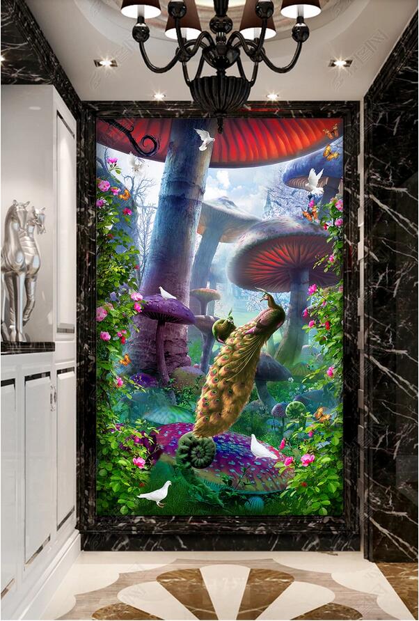 3d wallpaper custom photo Fantasy fairy forest mushroom 3D porch aisle background wall painting wall paper for walls 3 d