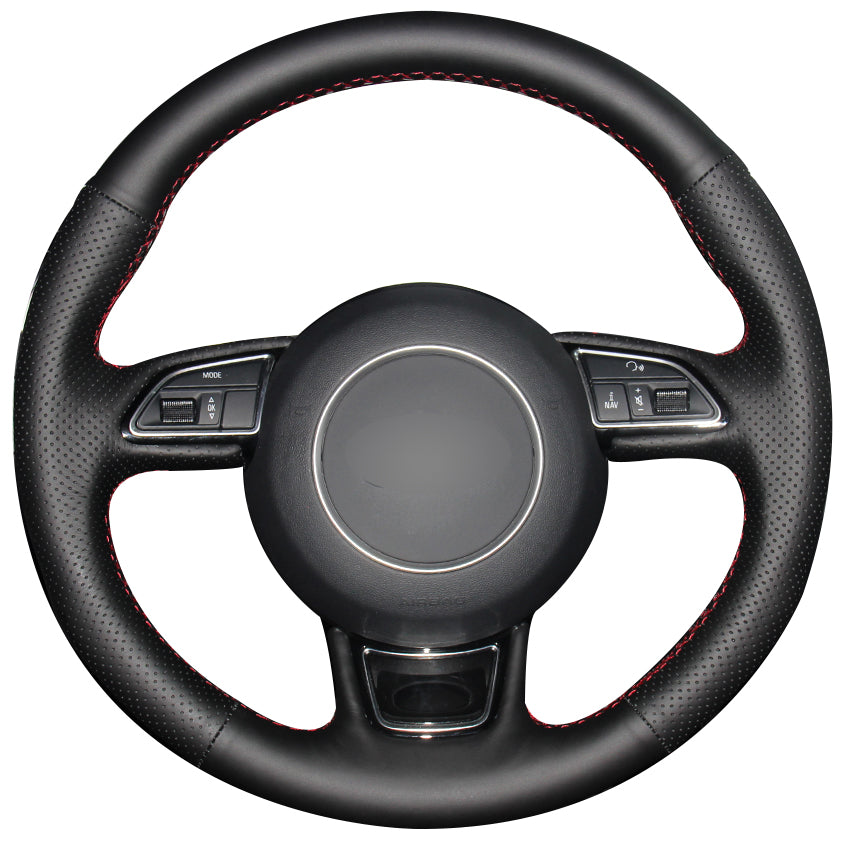 Black Synthetic Leather Car Steering Wheel Cover for Audi A1 A3 A5 A7