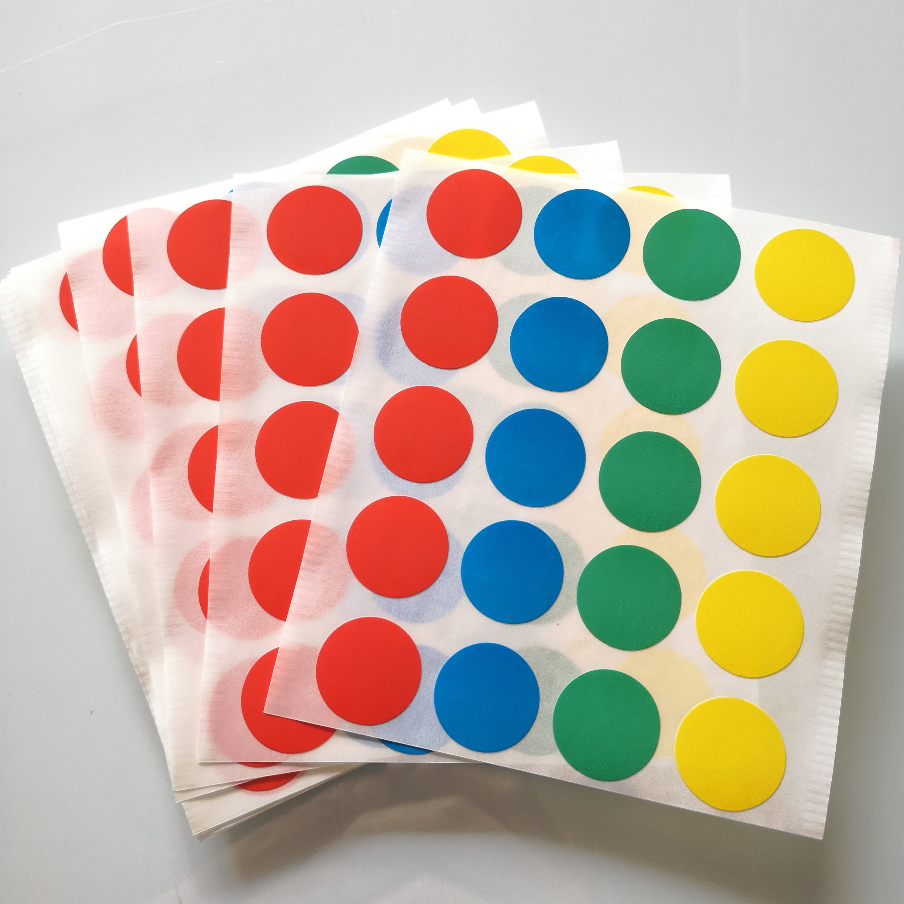 2000 sheets diameter 20mm red blue green yellow round paper sticker, color dots, Item No. OF08
