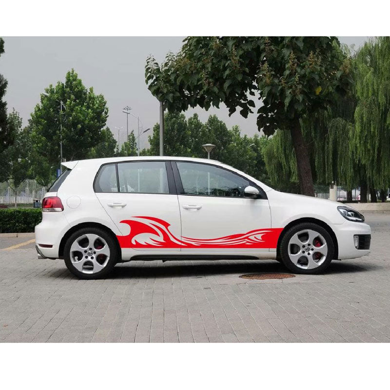 2PCS Car Flame Decals Totem Skirt Refit Personalized Decorative Body Scratch Autos Sticker
