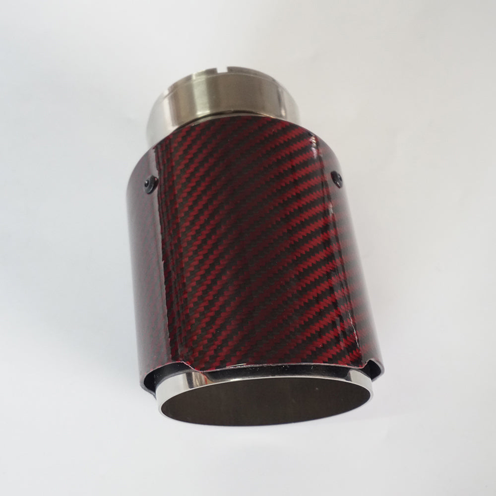 Glossy Red Twill Carbon Fiber Exhaust Pipe Mirror Finished Stainless Steel Car Exhaust Muffler Tips Akrapovic Style