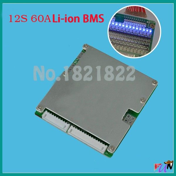 Freeshipping 12S 60A 50.4V li-ion BMS PCM battery protection board bms pcm for electric bike battery cell pack