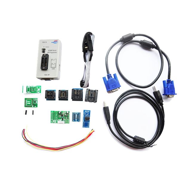 Freeshipping Newest RT809F LCD Serial ISP USB Programmer+8PCS adapters +SOP8 IC Test Clip + ICSP Board -ISP Cable Repair Laptop Tools