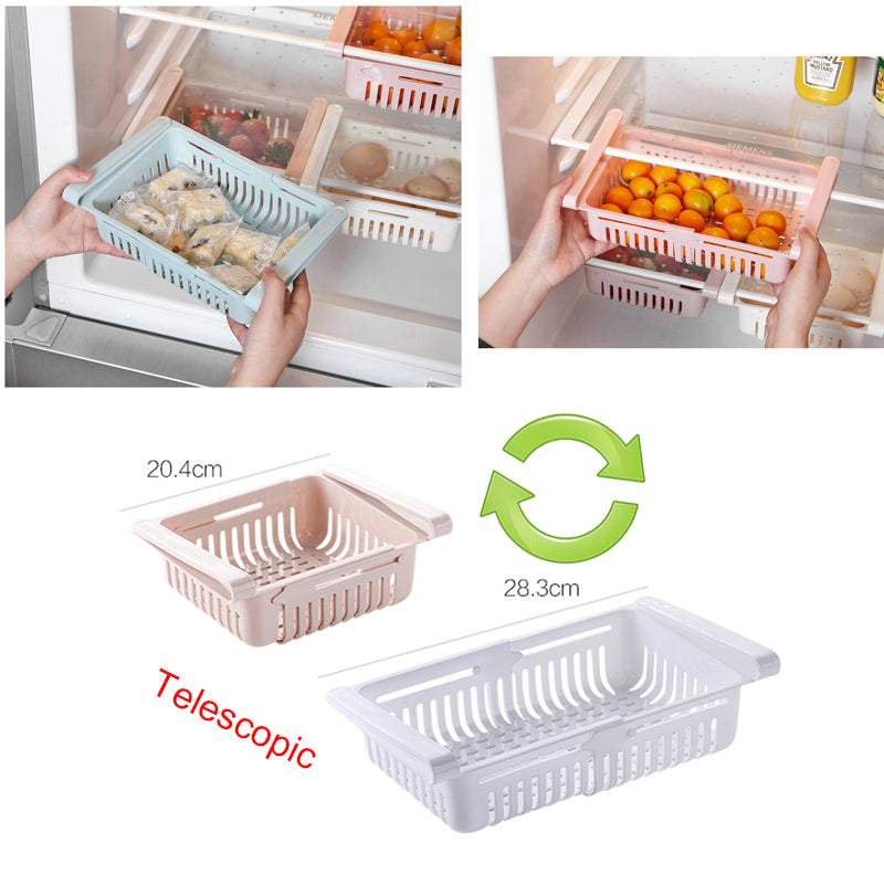Adjustable Refrigerator Storage Box Multi-purpose Slide Drawer Organizer Refrigerator Storage Shelf Fresh Spacer Layer Kitchen Storage