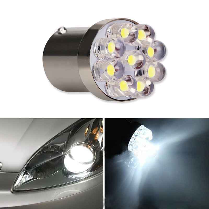 White 1156 BA15S P21W S25 7506 Led Light Bulbs 9 LEDS Turn Signal Backup Brake Reverse Tail Light Lamps DC 12V