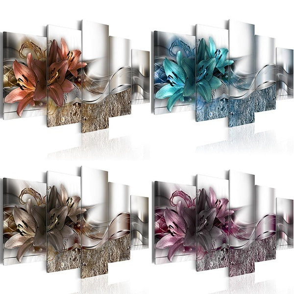 5 Piece-set (no Frame) HD Print Canvas Painting Purple Orchid Poster Flowers Wall Art Modern Home Wall Decor Gifts for Love