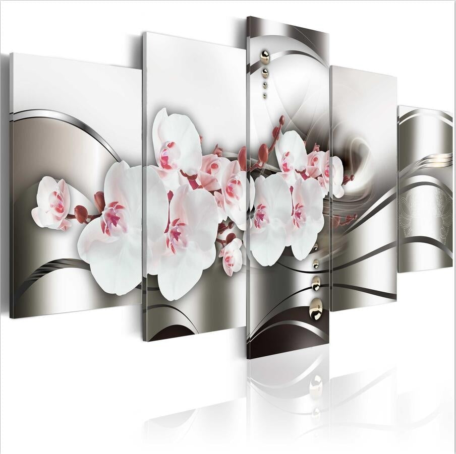 Beautiful orchid(No Frame)5PCS-Set Hot Sell Beauty of Orchid Modern Home Wall Decor Painting Canvas Printing Art HD Print Painting