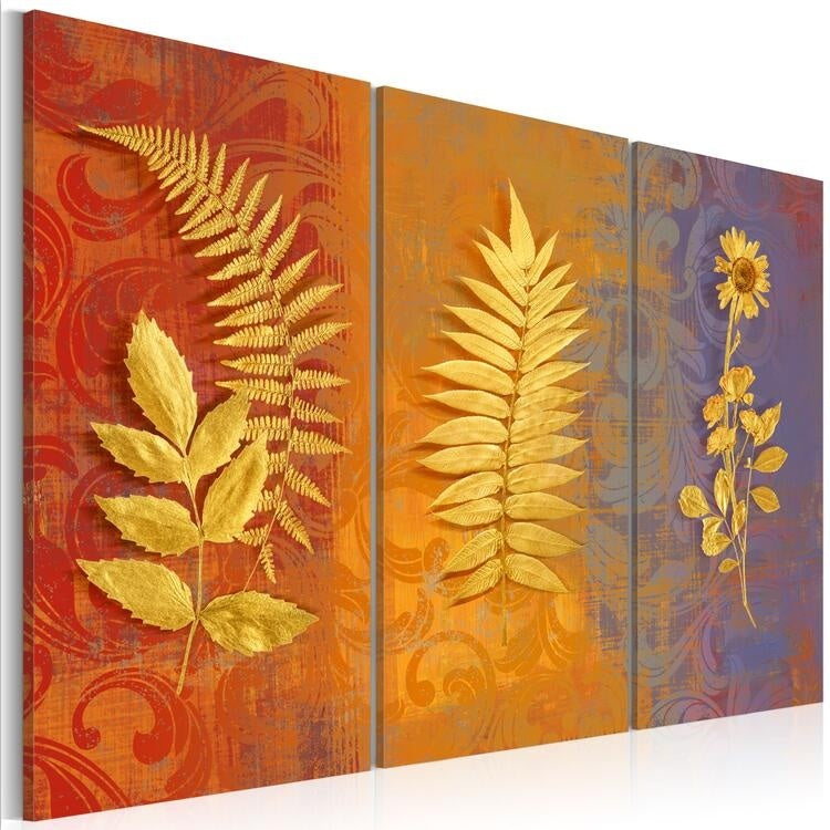 3Pcs ( No Frame ) Canvas Print Modern Abstract Golden Leaves Poster Modern Home Wall Decor Painting Canvas Printing Art HD Print Painting