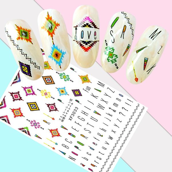 Nails Accessoires Sticker Art Decoration Manicure Letter Abc Flower Nails Decal Cartoon Stickers On The Nails Of The Inscription