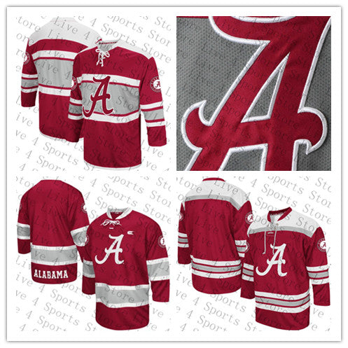 Custom College Alabama Crimson Tide Ice Hockey 96 Caelen Briere 9 Taylor Bowman 17 Michael DeLise 98 Marc Demers 88 Andrew Durkin Jersey Red