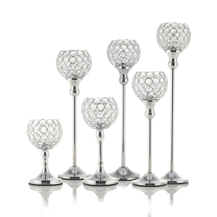 New Crystal Candle Holders Metal Candlestick Glass Stand for Wedding Dining Table Centerpieces Holiday Home Decoration Gift