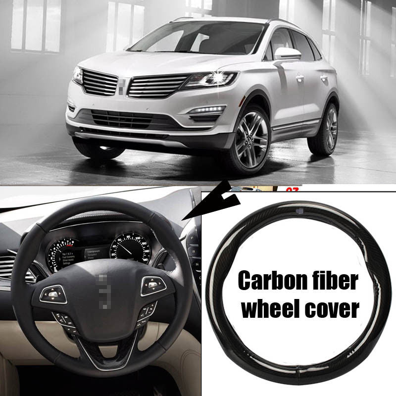 For Lincoln MKC Car Carbon Fiber Leather Steering Wheel Cover Sport Racing