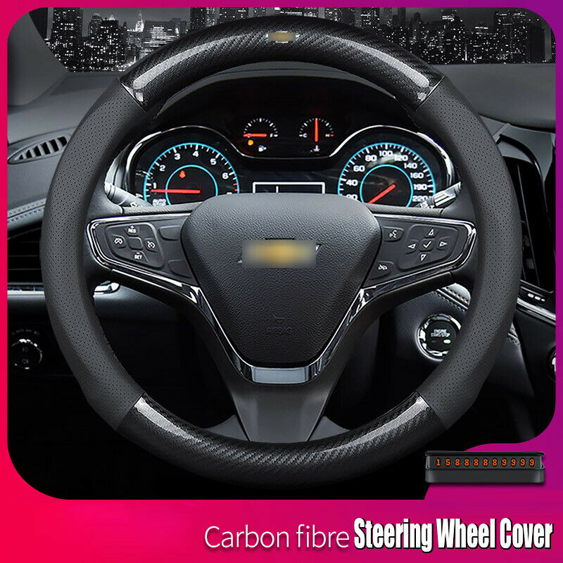 Universal 15 inch Carbon Fiber Leather Car Steering Wheel Cover For Chevrolet