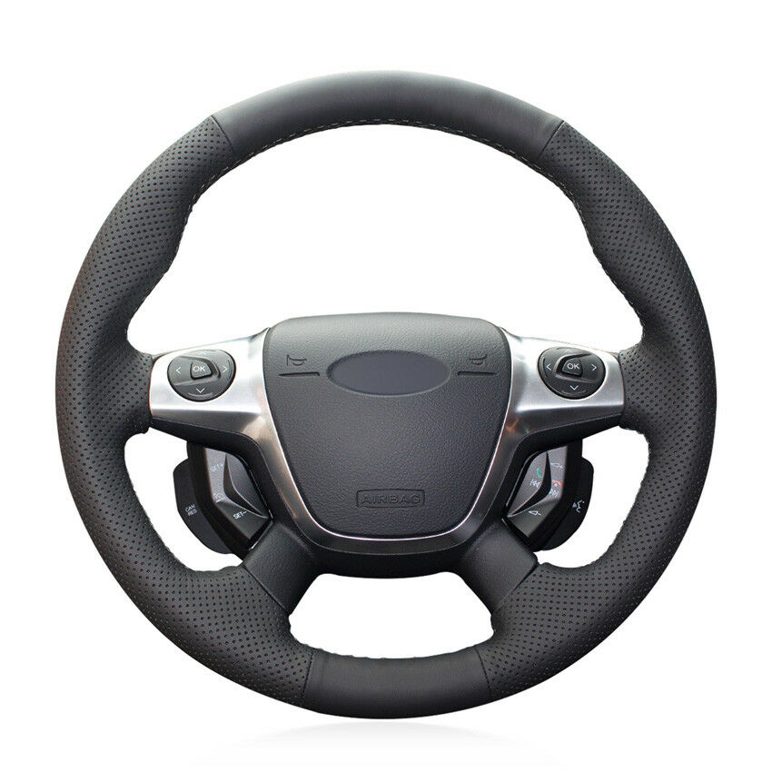 Black Artificial Leather Car Steering Wheel Cover for Ford Focus 3 2012-14 KUGA