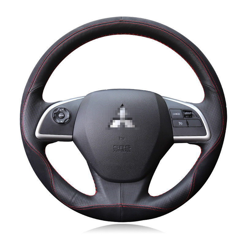 For Mitsubishi Outlander DIY Hand-stitched Car Steering Wheel Cover Top Leather