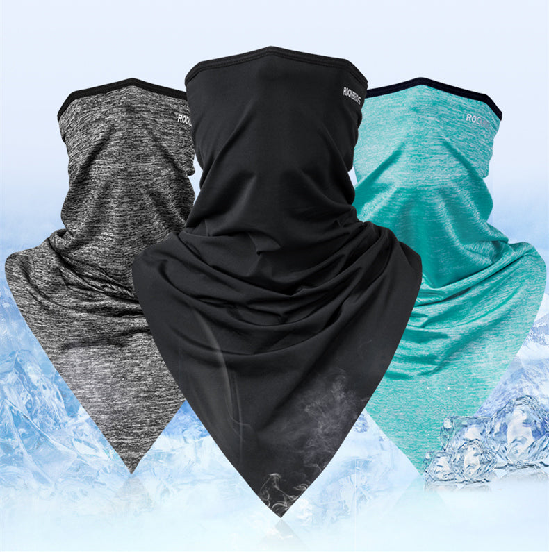 ROCKBROS Hiking Camping Bandana Triangle Sport Scarf Ice Fabric Breathable Cycling Bandanas Face Mask Runing Headband Neck Warm