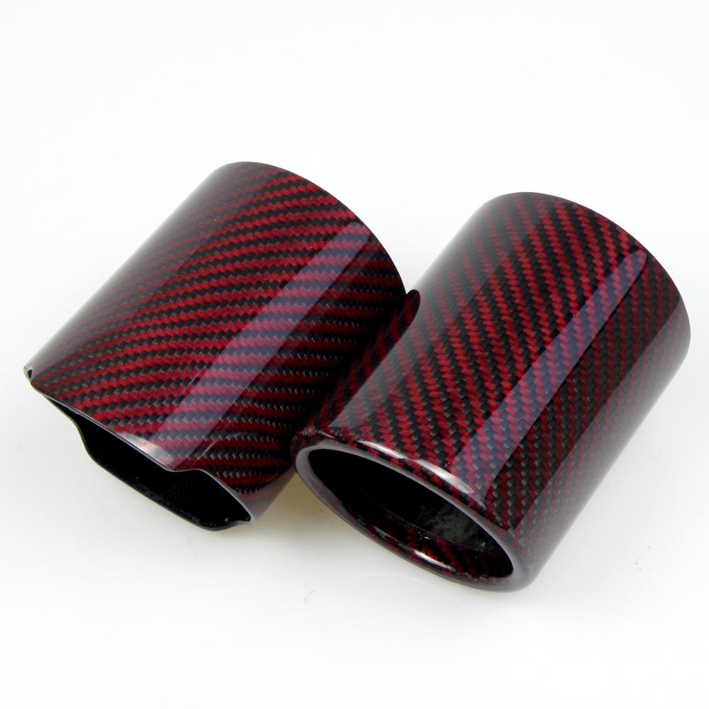 Akrapovic Type Car Universal Exhaust Pipe Red cover and Twill Carbon Fiber Muffler Tip case tail ends housing
