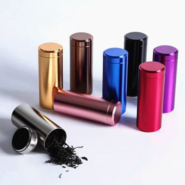 4.5*11.8cm Portable Mini Tea Tin Box Round Long Shape Storage Boxes for Candy Coffee Food Metal Sealer Pot Kitchen Tool