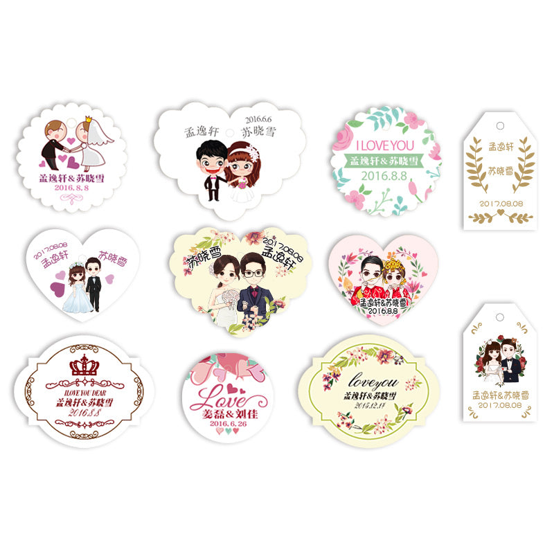 Customized card stickers for candy gift boxes Personalized little cards for wedding favors baby birthday gifts box