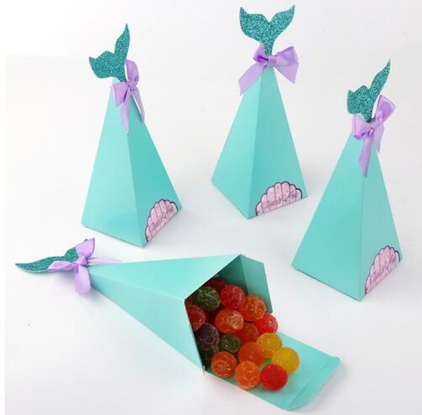 Little Mermaid Gift Boxes Sweet Paper Candy Box Mermaid Birthday Party Decorations Kids Favor Boxes for Wedding GB415