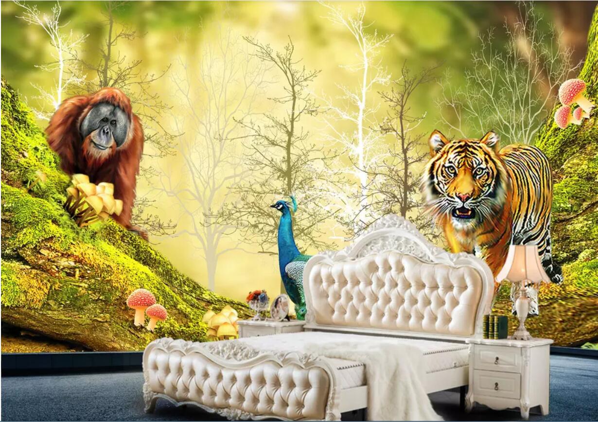 3d wallpaper custom photo mural HD cartoon animal woods background wall decorative painting wall art canvas pictures wallpaper for walls 3 d